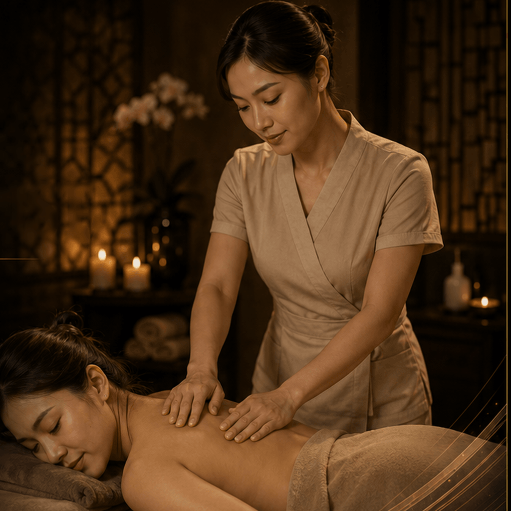 Professional massage therapist working in a luxury spa
